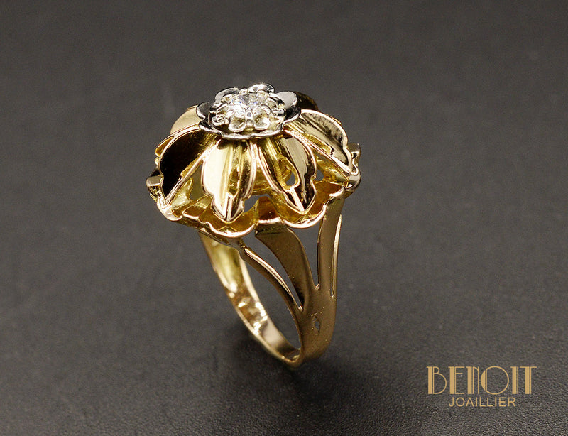 Bague Dôme Fleur Diamant 1950