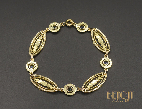 Bracelet Ancien Or Jaune Saphirs