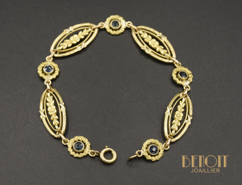 Bracelet Ancien Or Jaune Saphirs