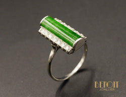Bague Art Déco Jade et Diamants