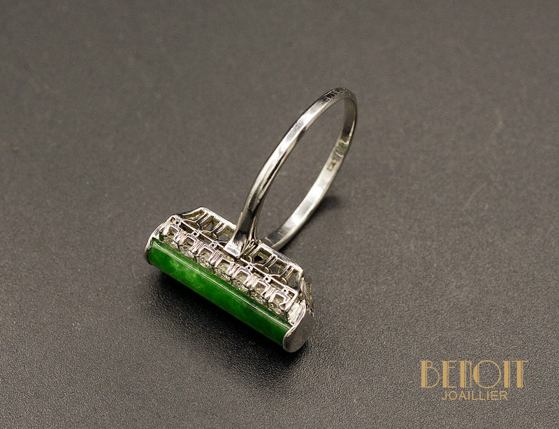 Bague Art Déco Jade et Diamants