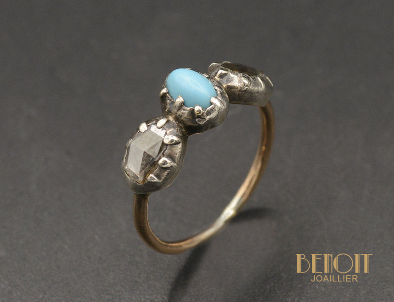 Bague Fin XVIIIe Turquoise et Diamants