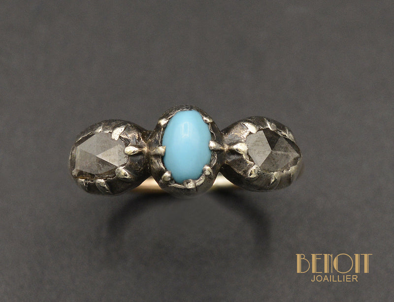 Bague Fin XVIIIe Turquoise et Diamants