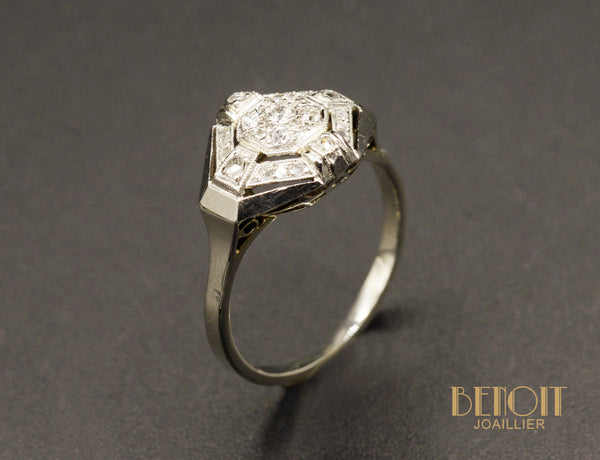 Bague Art Déco Platine Diamants