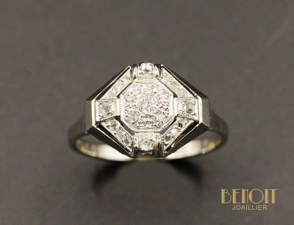 Bague Art Déco Platine Diamants