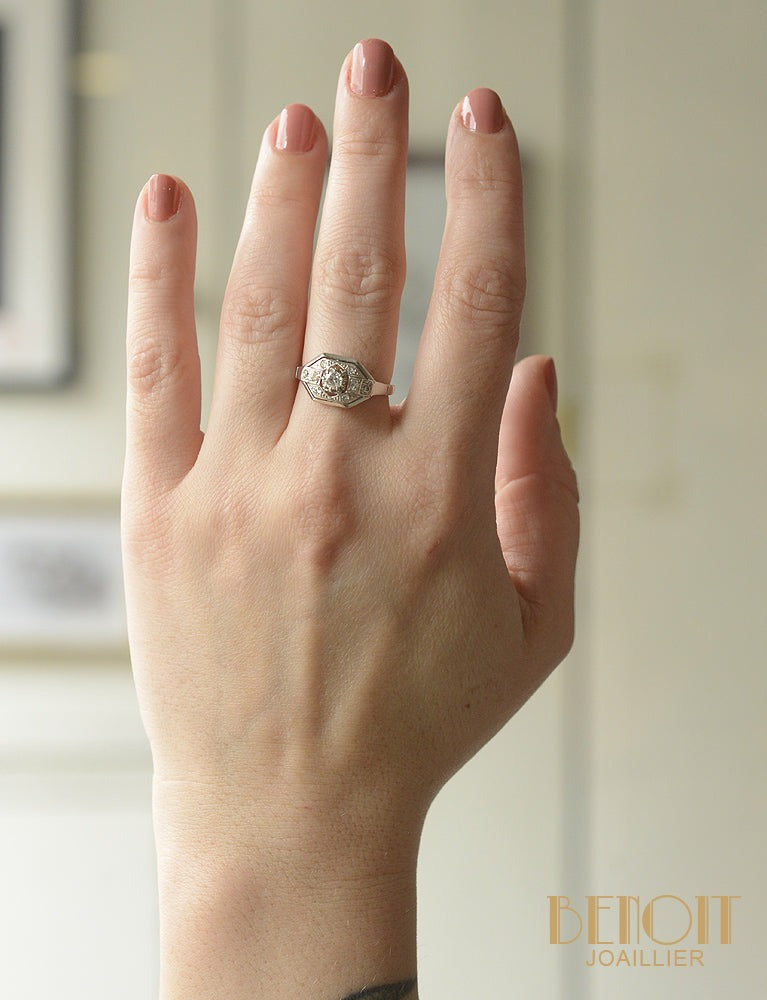 Bague Art Déco Hexagone Diamant