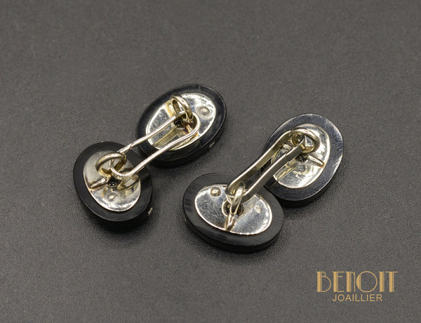 Boutons De Manchettes Onyx Diamants