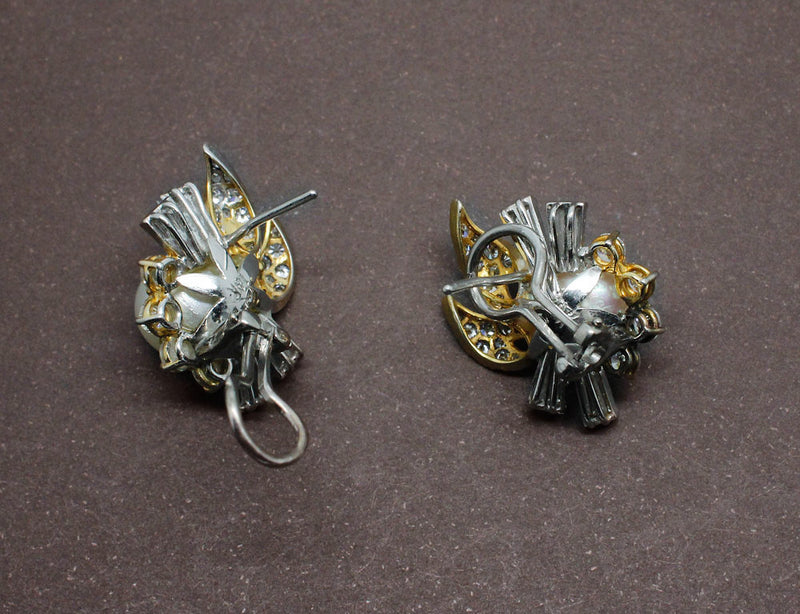 Boucles d'oreille Perles Diamants et Or 18 carat