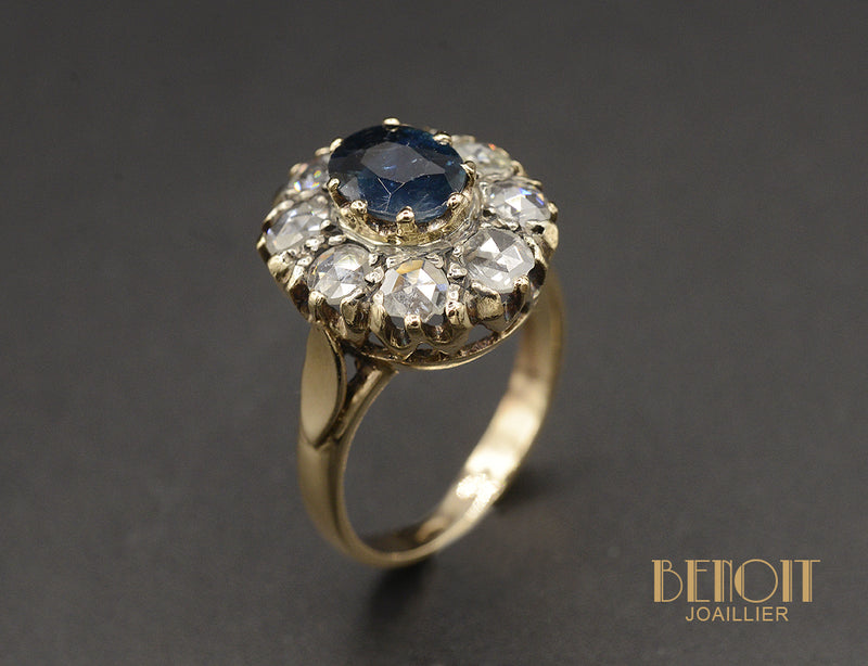 Bague Pompadour Saphir Diamants
