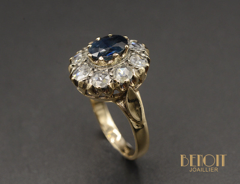 Bague Pompadour Saphir Diamants