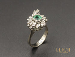 Bague Art Déco Emeraude Diamant