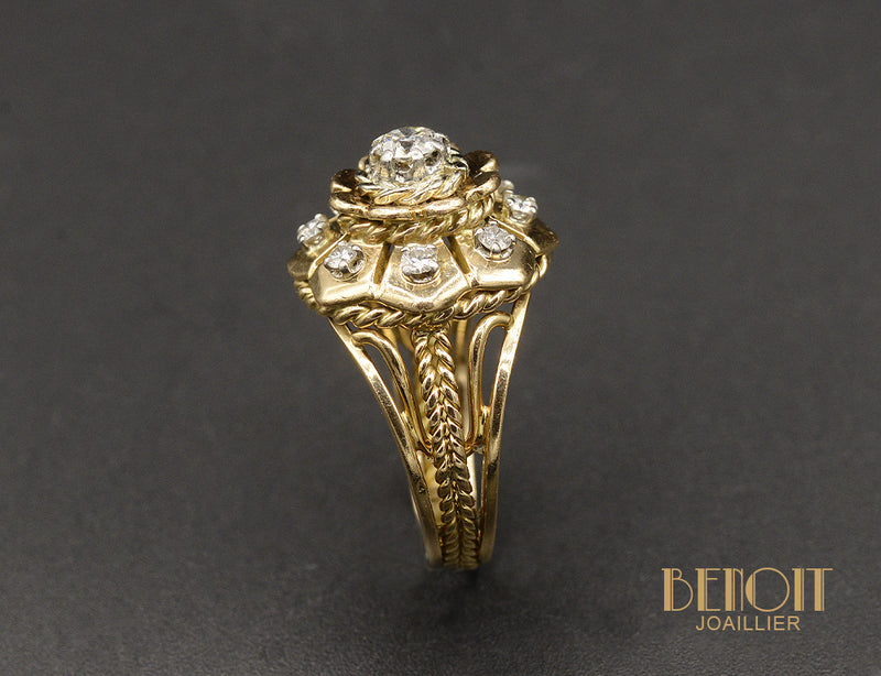 Bague Dôme Fleur Diamants