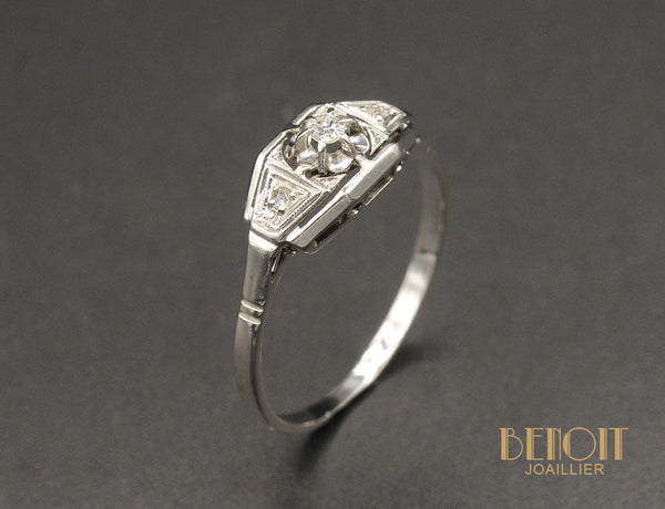 Bague Art Déco Or et Platine