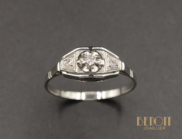 Bague Art Déco Or et Platine
