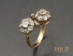 Bague Ancienne Toi & Moi tout Diamant et or