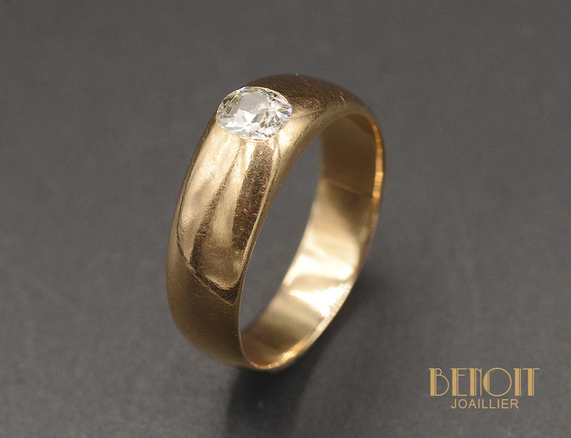 Bague Jonc Or Rose Diamant