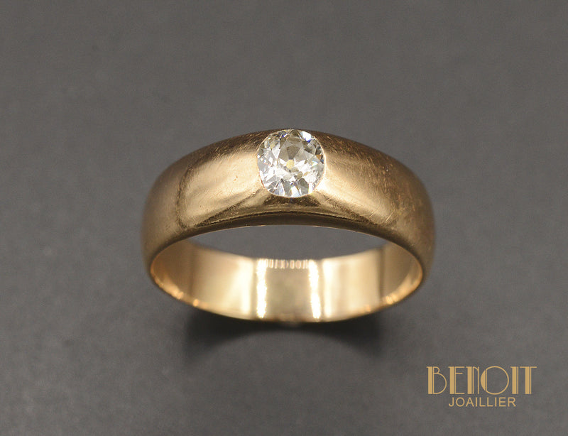 Bague Jonc Or Rose Diamant