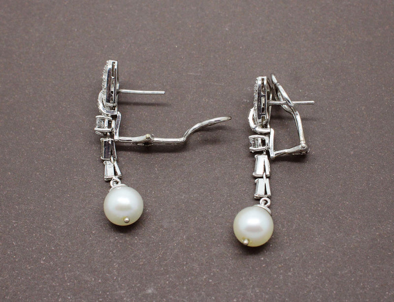 Boucles Art Déco Diamants Or et Perles