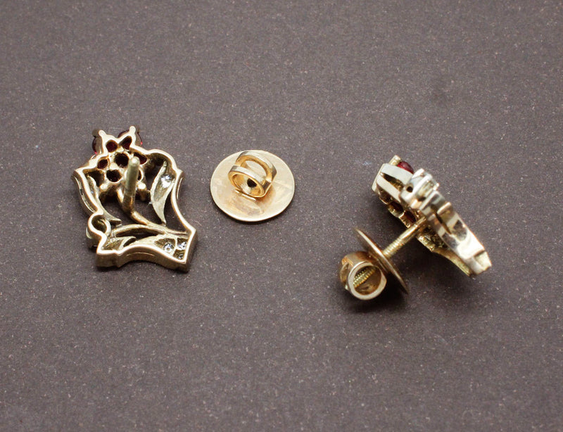 Boucles d'Oreilles Fleur Rubis et Diamants
