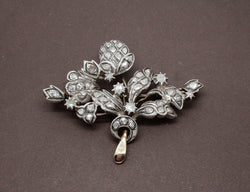 Broche 1900 Argent Or Rose et Diamants