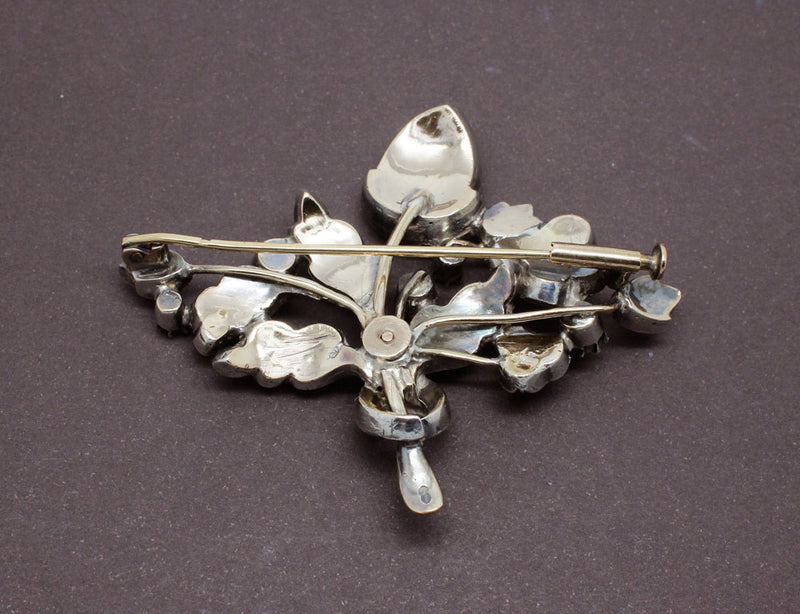 Broche 1900 Argent Or Rose et Diamants