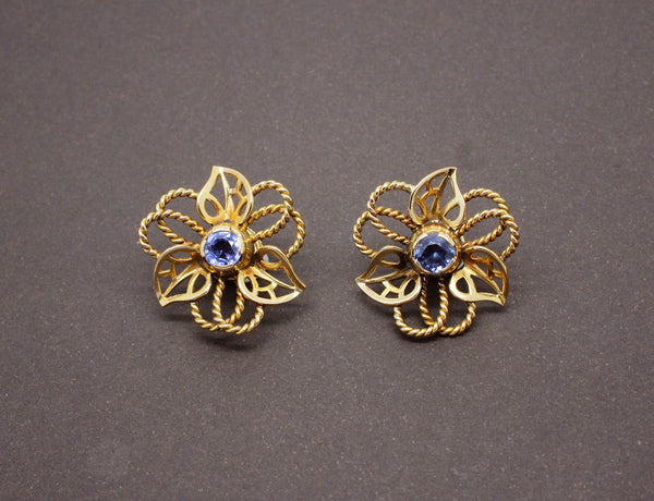 Boucles d'Oreilles Saphir et Or