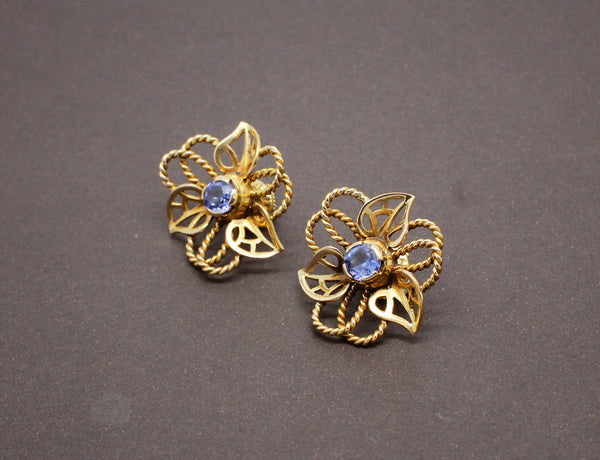 Boucles d'Oreilles Saphir et Or