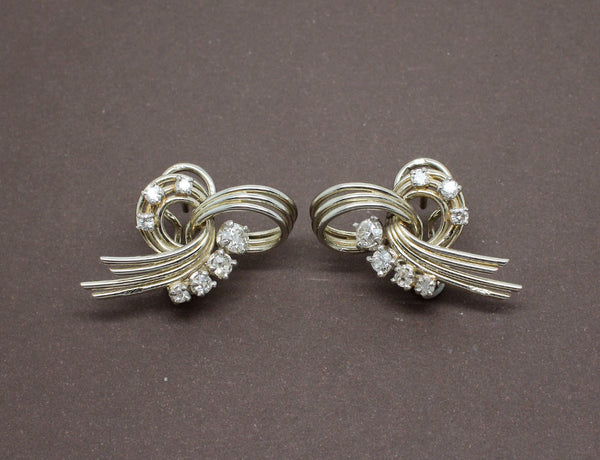 Boucles d'Oreilles 1950 Diamant et Or