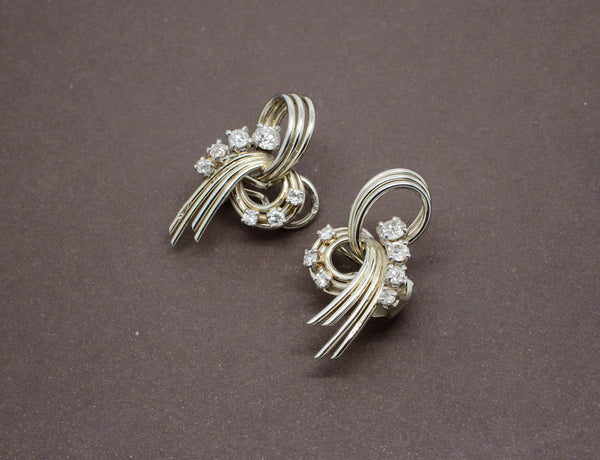 Boucles d'Oreilles 1950 Diamant et Or