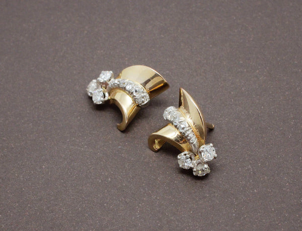 Boucles d'Oreilles 1950 Or et Diamants