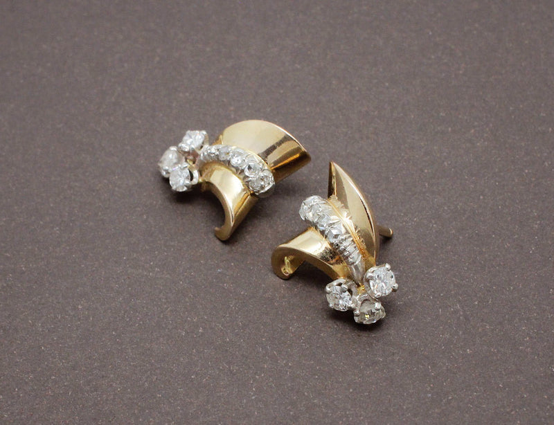 Boucles d'Oreilles 1950 Or et Diamants