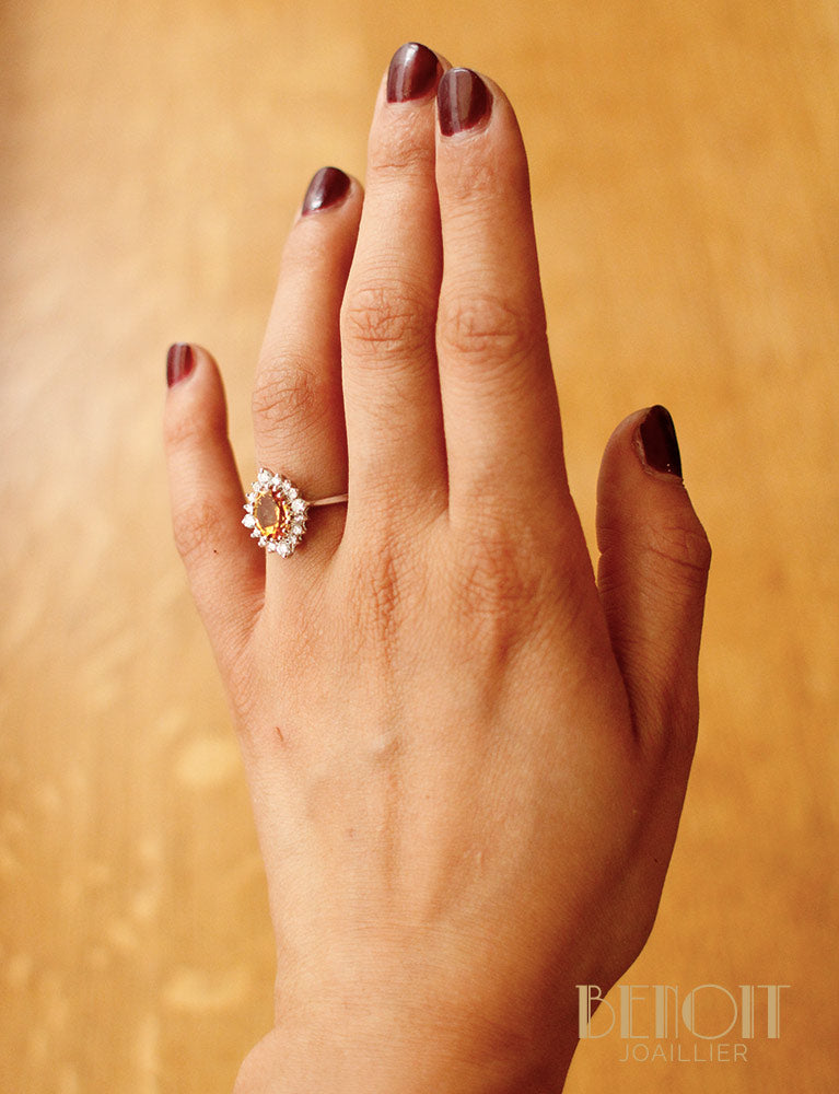 Bague Citrine Diamants