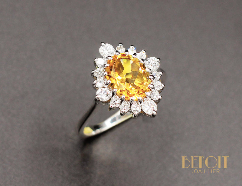 Bague Citrine Diamants