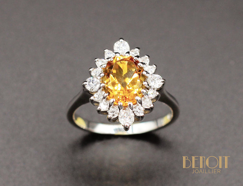 Bague Citrine Diamants