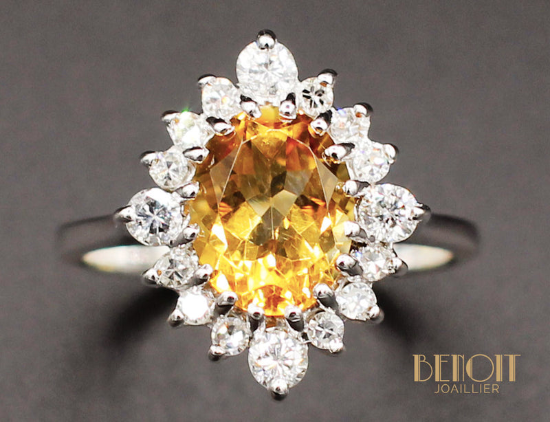 Bague Citrine Diamants