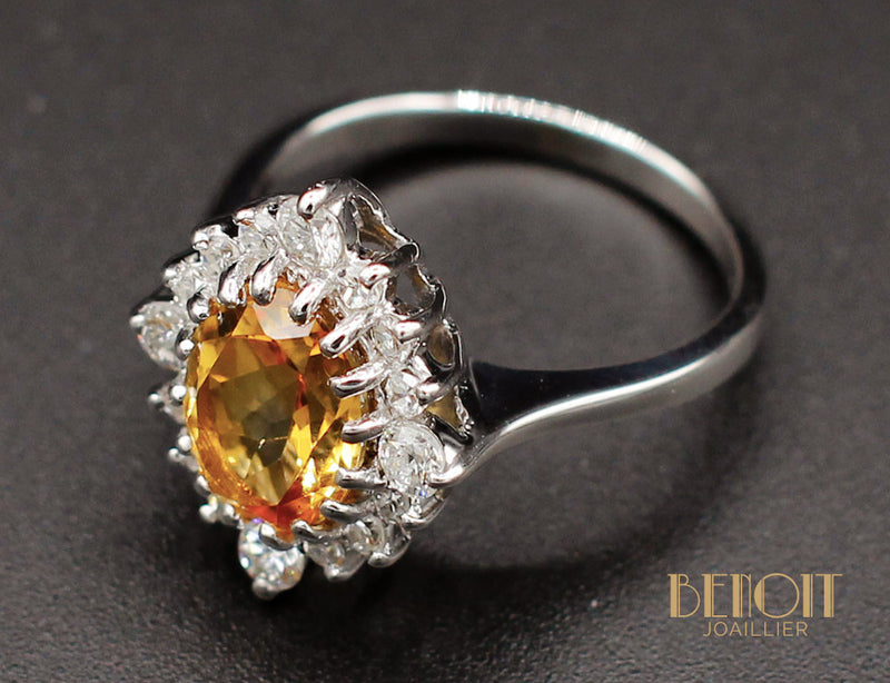 Bague Citrine Diamants