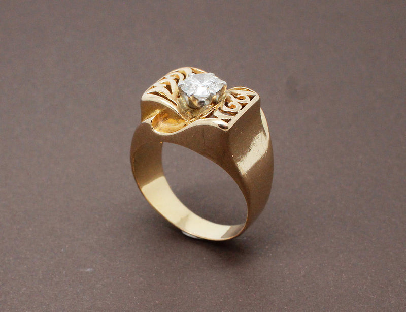 Bague 1950 Or Jaune et Diamant