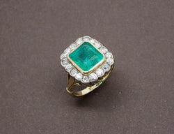 Bague Ancienne Emeraude Diamants