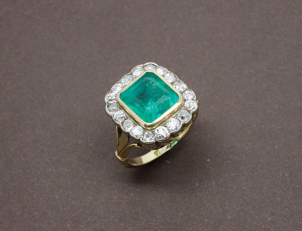 Bague Ancienne Emeraude Diamants