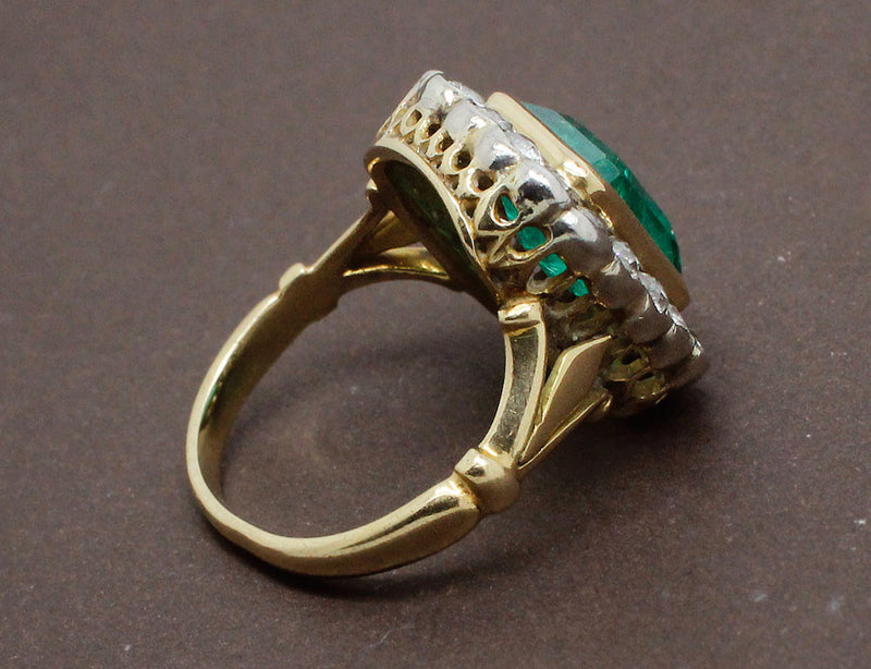 Bague Ancienne Emeraude Diamants