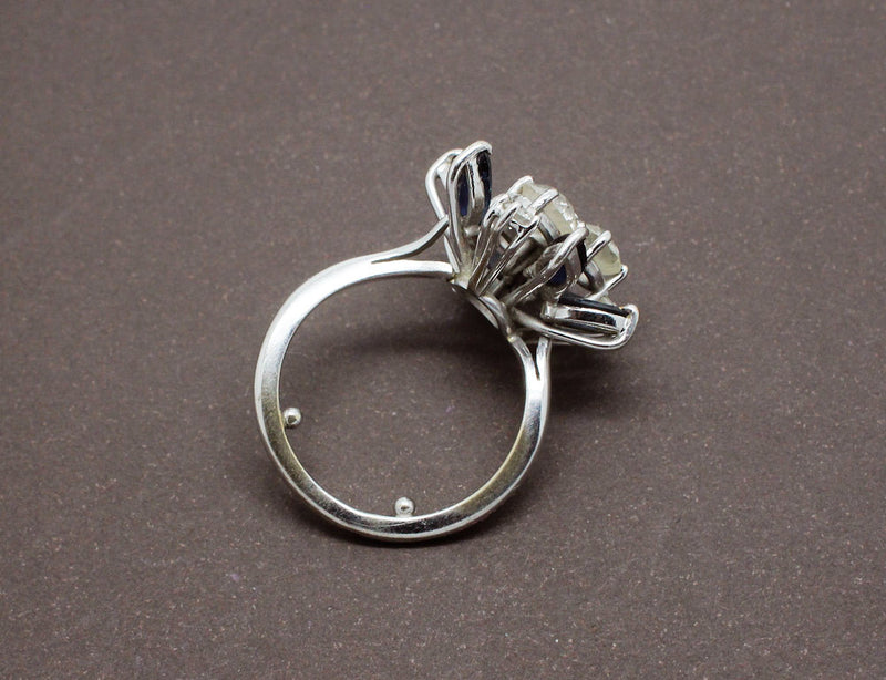 Bague Vintage Diamants et Saphirs Navette