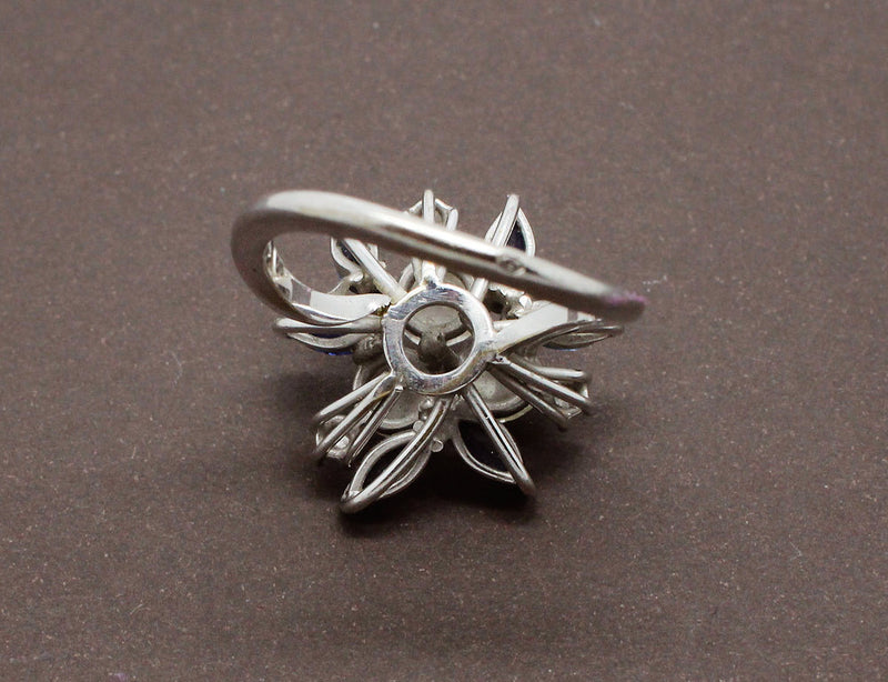 Bague Vintage Diamants et Saphirs Navette