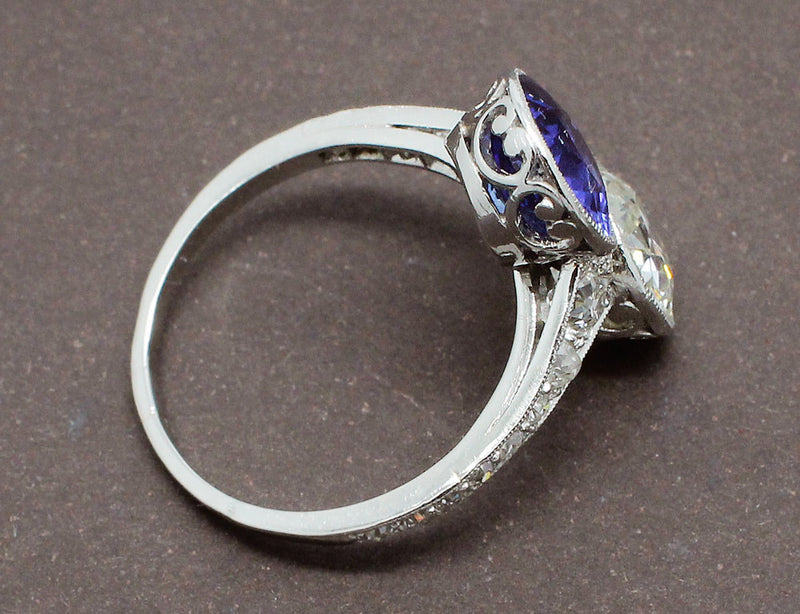 Toi et Moi Diamant et Saphir Art Déco