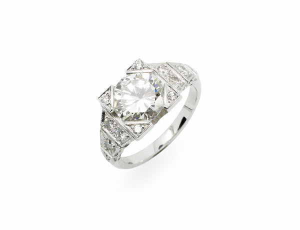 Bague Création Benoit Joaillier "Grande Chevalière Art Déco" Diamant 2,06cts