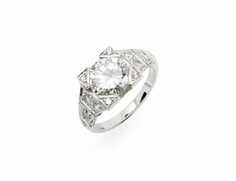 Bague Création Benoit Joaillier "Grande Chevalière Art Déco" Diamant 2,06cts