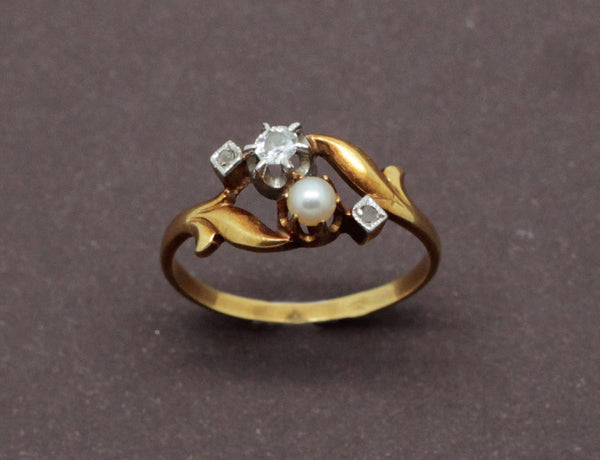 Bague Ancienne Perle et Diamants