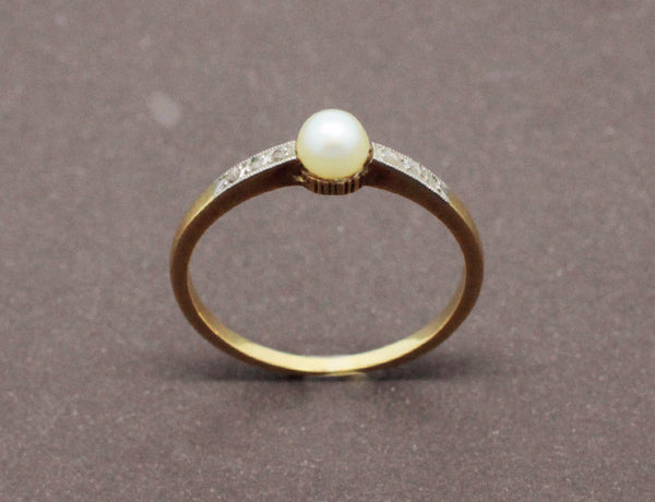 Bague Ancienne Perle fine et Diamants