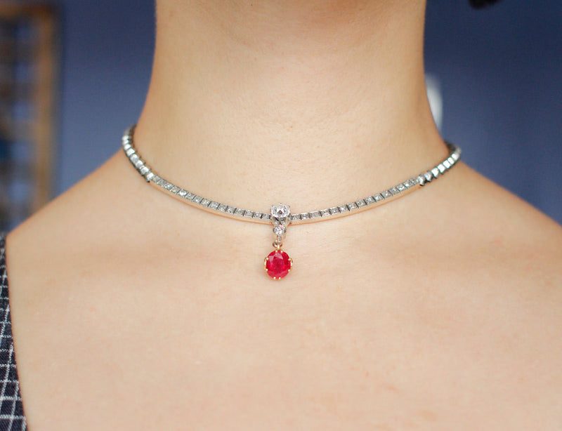 Collier Diamants et Rubis