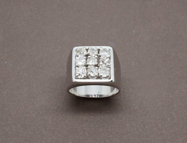 Chevalière Diamants Or Blanc