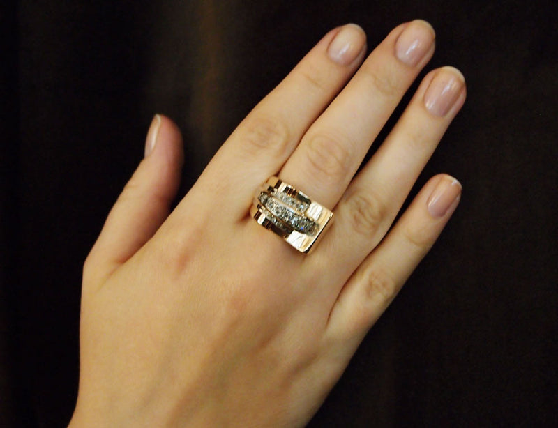 Bague Tank Or et Diamants